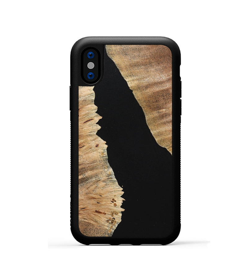 iPhone Xs Wood+Resin Phone Case - Kimberly (Pure Black, 713201)