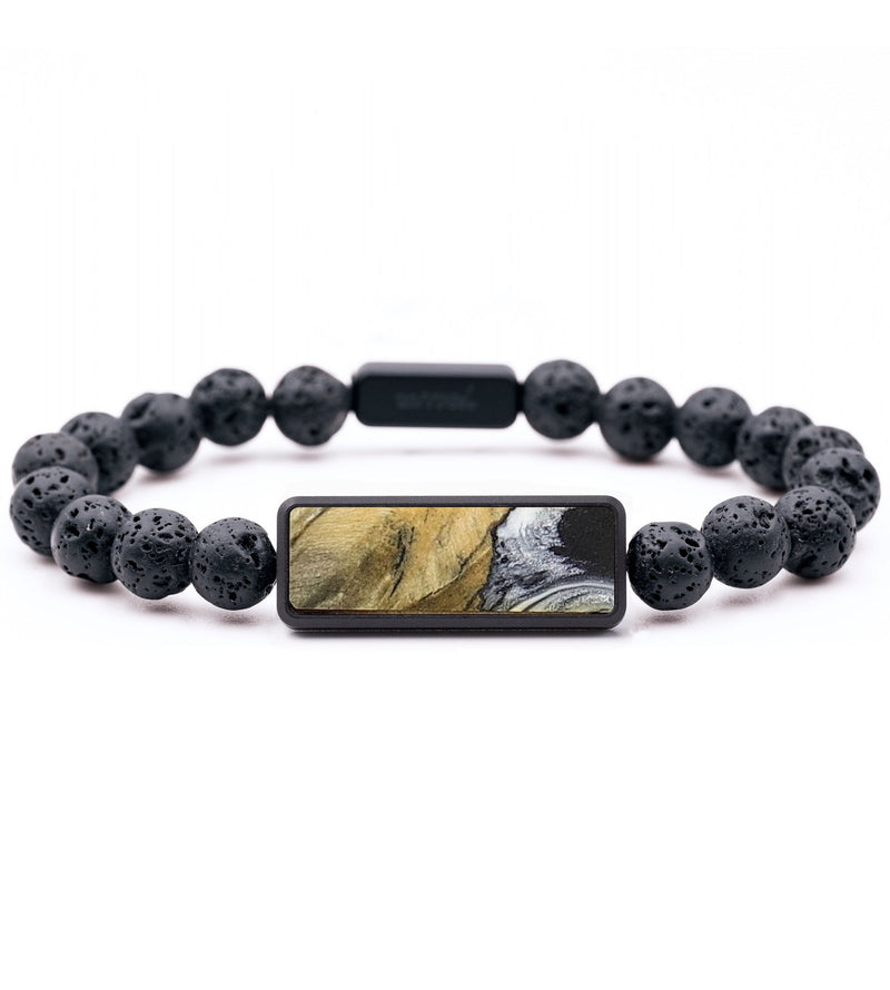 Lava Bead Wood+Resin Bracelet - Jakob (Black & White, 713301)