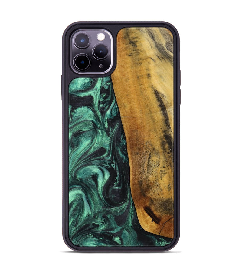 iPhone 11 Pro Max Wood+Resin Phone Case - Rene (Green, 713394)