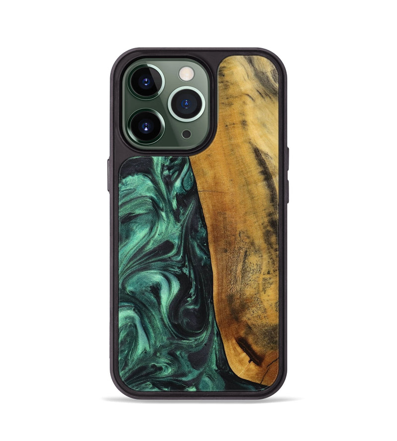 iPhone 13 Pro Wood+Resin Phone Case - Rene (Green, 713394)