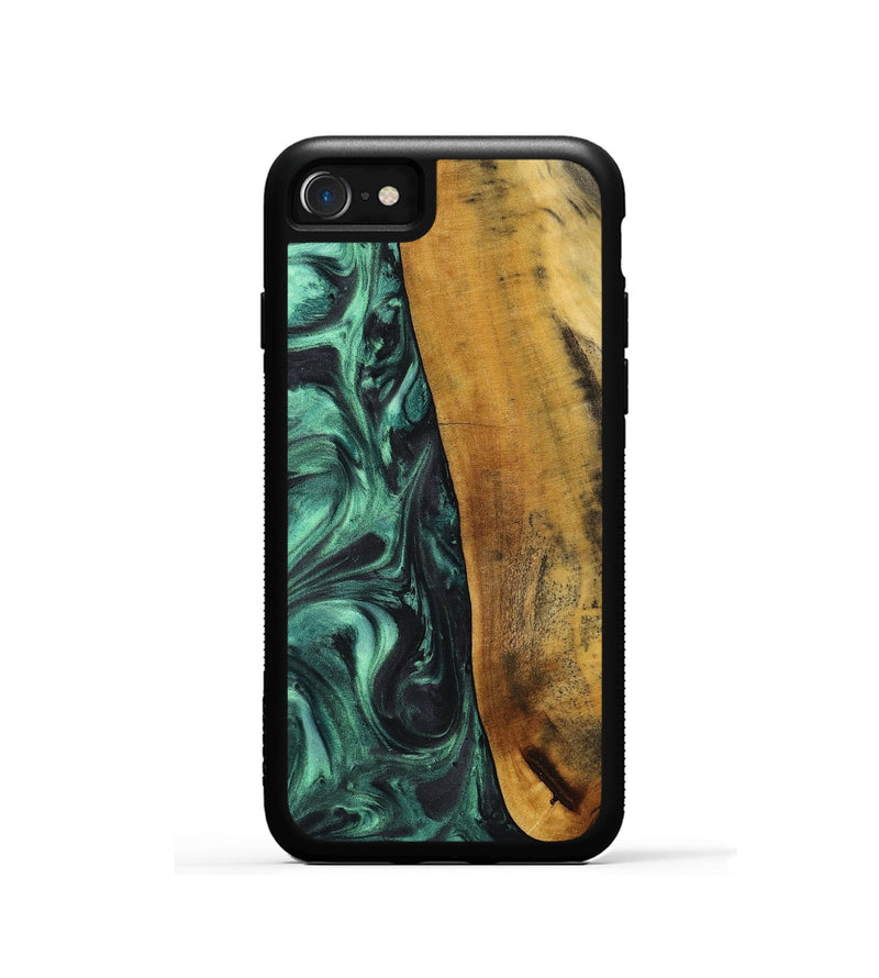 iPhone SE Wood+Resin Phone Case - Rene (Green, 713394)