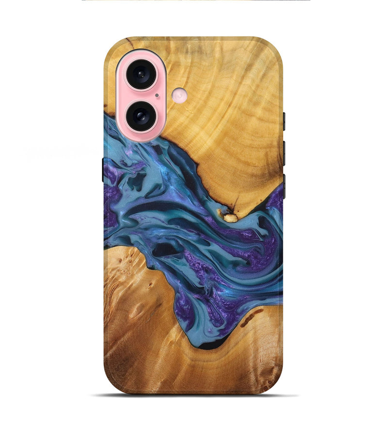 iPhone 16 Wood+Resin Live Edge Phone Case - Yolanda (Purple, 713515)