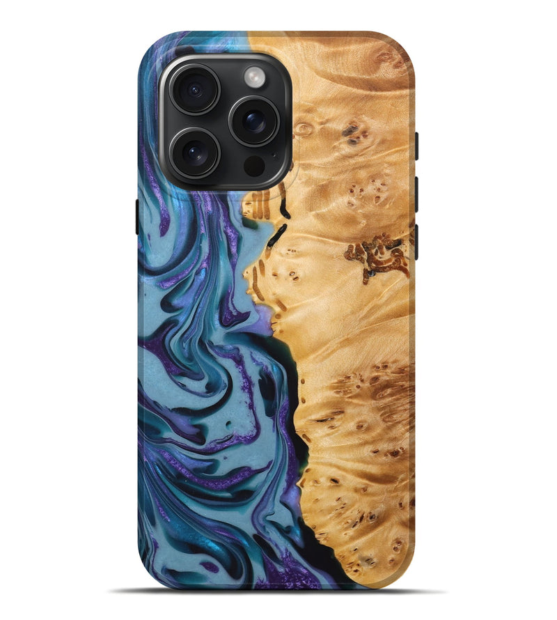 iPhone 16 Pro Max Wood+Resin Live Edge Phone Case - Hailee (Purple, 713517)