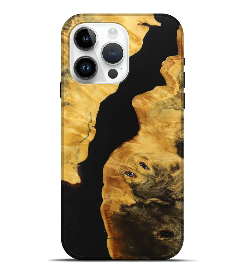 iPhone 15 Pro Max Wood+Resin Live Edge Phone Case - Kaylin (Pure Black, 713521)