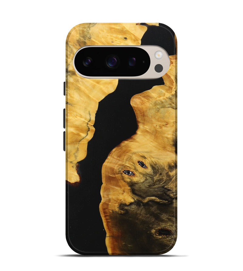 Pixel 9 Wood+Resin Live Edge Phone Case - Kaylin (Pure Black, 713521)