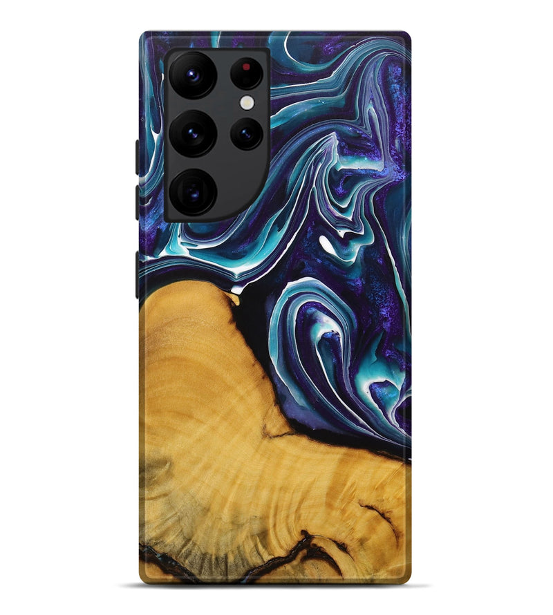 Galaxy S22 Ultra Wood+Resin Live Edge Phone Case - Suzanne (Blue, 713609)