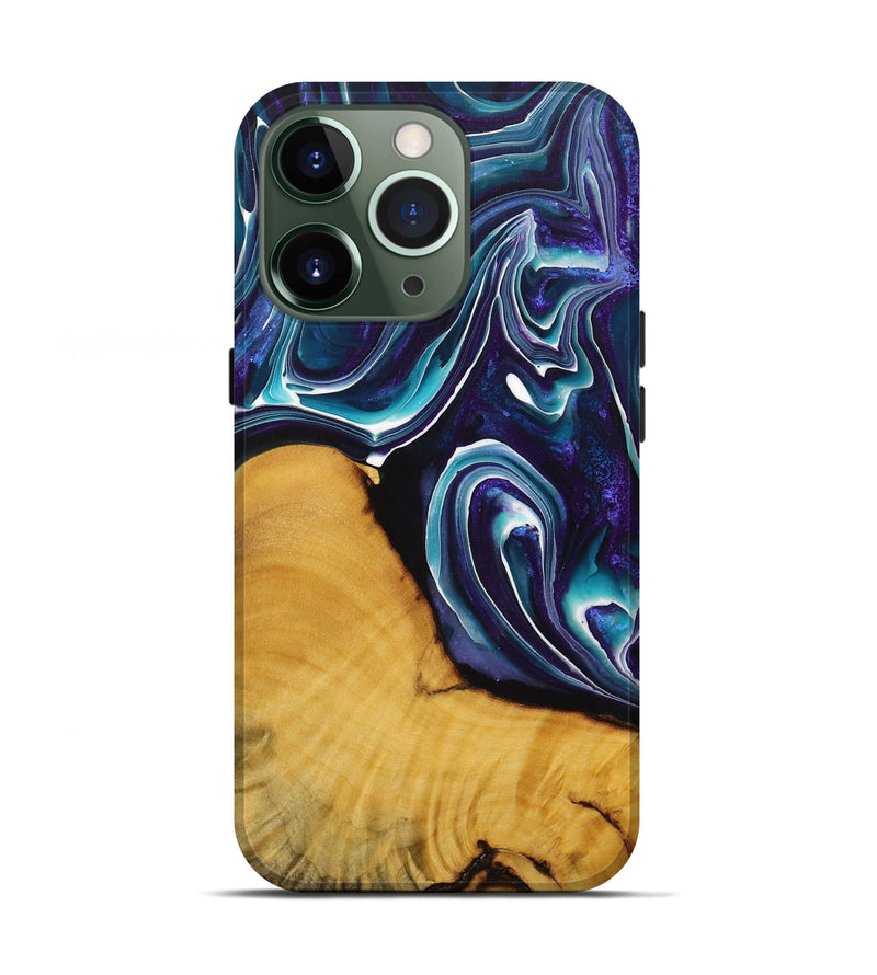 iPhone 13 Pro Wood+Resin Live Edge Phone Case - Suzanne (Blue, 713609)