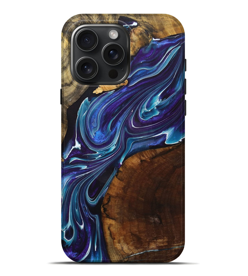 iPhone 16 Pro Max Wood+Resin Live Edge Phone Case - Lexi (Green, 713614)