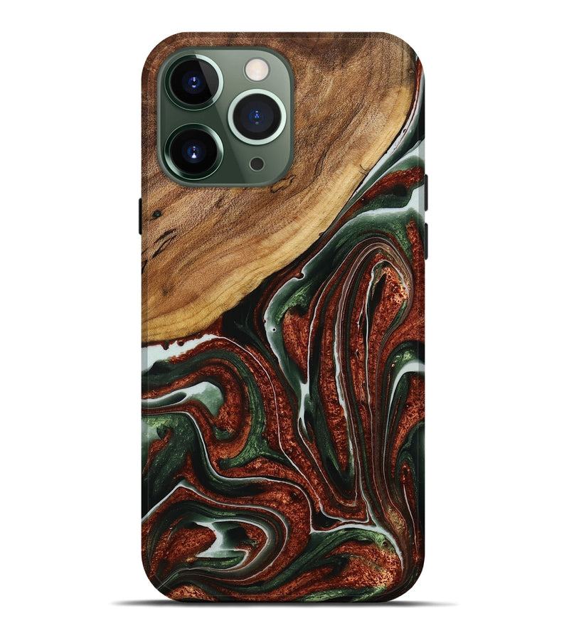 iPhone 13 Pro Max Wood+Resin Live Edge Phone Case - Gerald (Red, 713659)