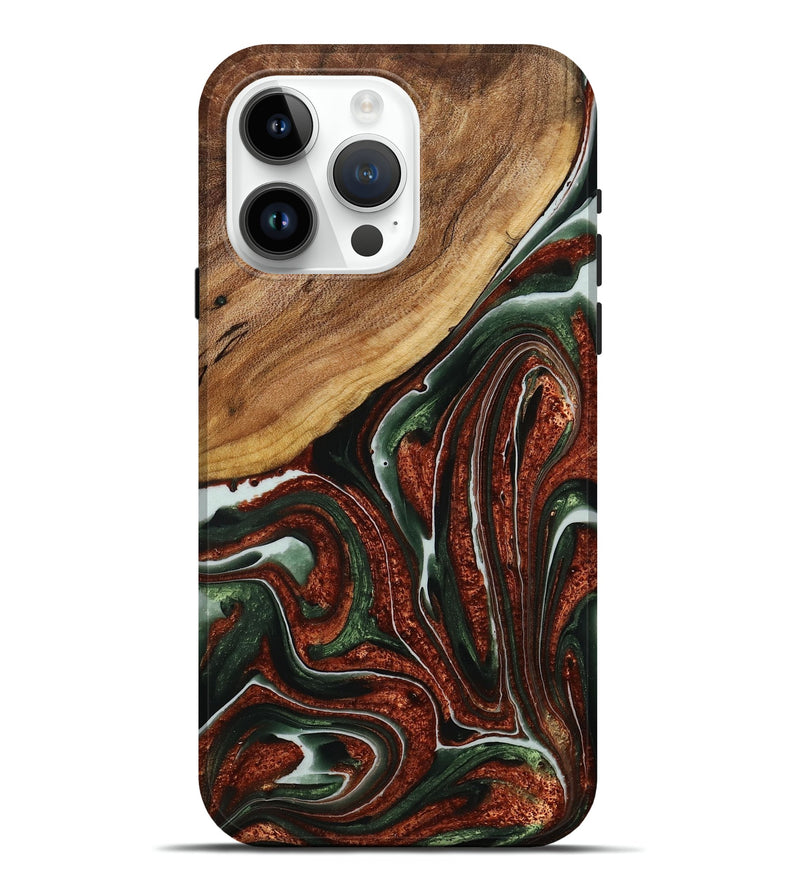 iPhone 15 Pro Max Wood+Resin Live Edge Phone Case - Gerald (Red, 713659)