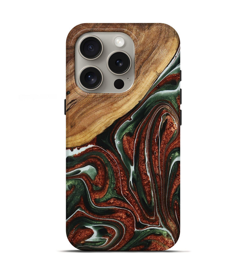 iPhone 16 Pro Wood+Resin Live Edge Phone Case - Gerald (Red, 713659)