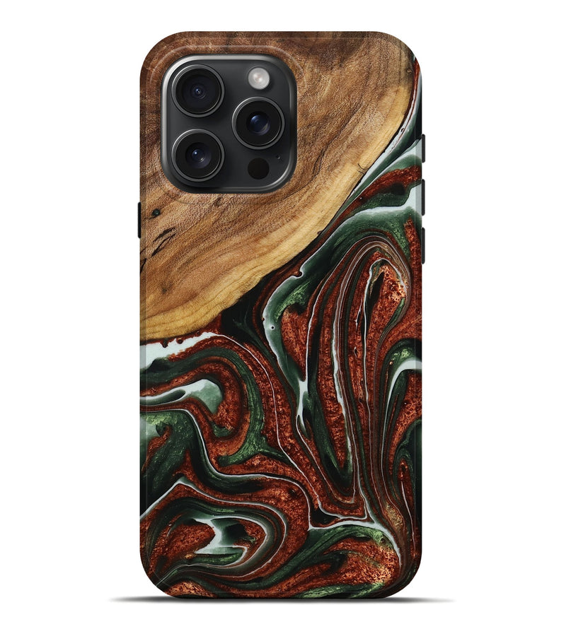 iPhone 16 Pro Max Wood+Resin Live Edge Phone Case - Gerald (Red, 713659)