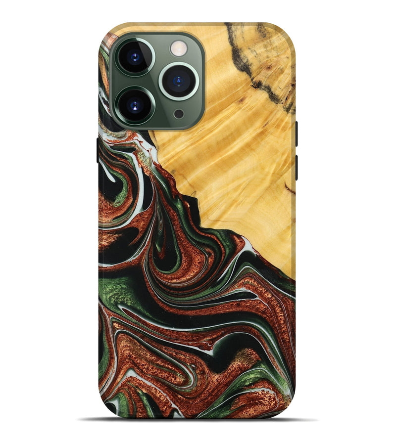 iPhone 13 Pro Max Wood+Resin Live Edge Phone Case - Casey (Red, 713660)