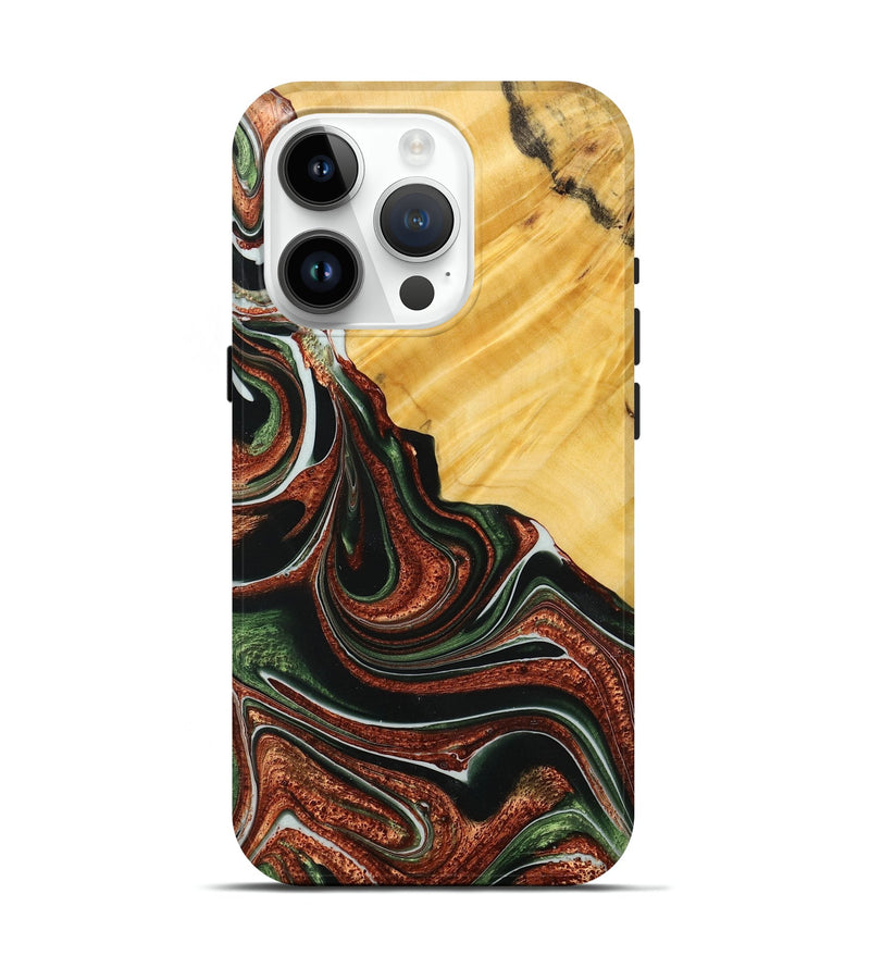 iPhone 15 Pro Wood+Resin Live Edge Phone Case - Casey (Red, 713660)