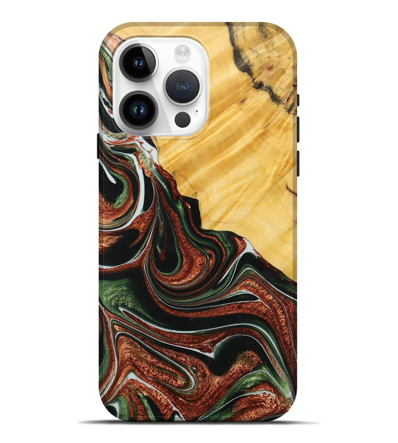 iPhone 15 Pro Max Wood+Resin Live Edge Phone Case - Casey (Red, 713660)