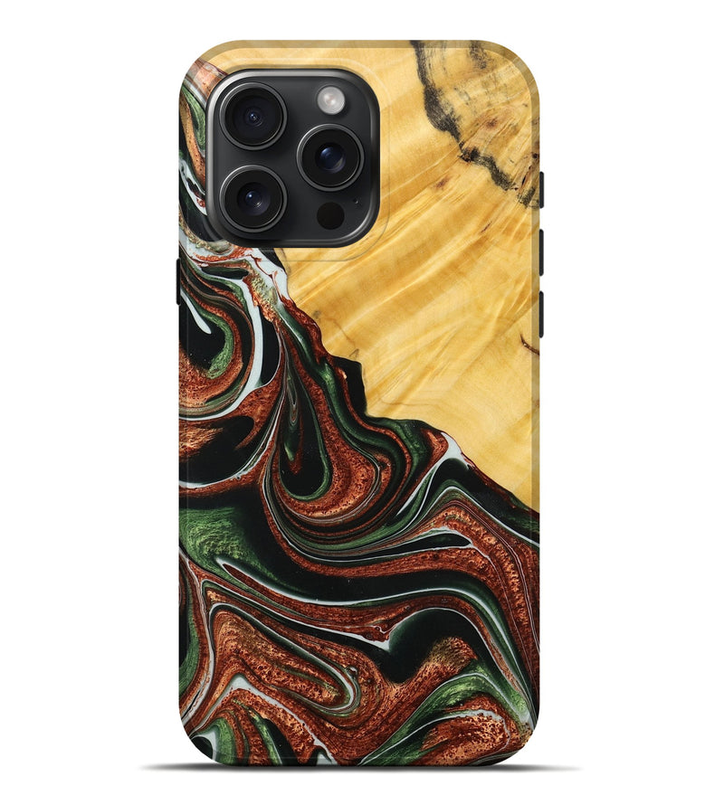 iPhone 16 Pro Max Wood+Resin Live Edge Phone Case - Casey (Red, 713660)