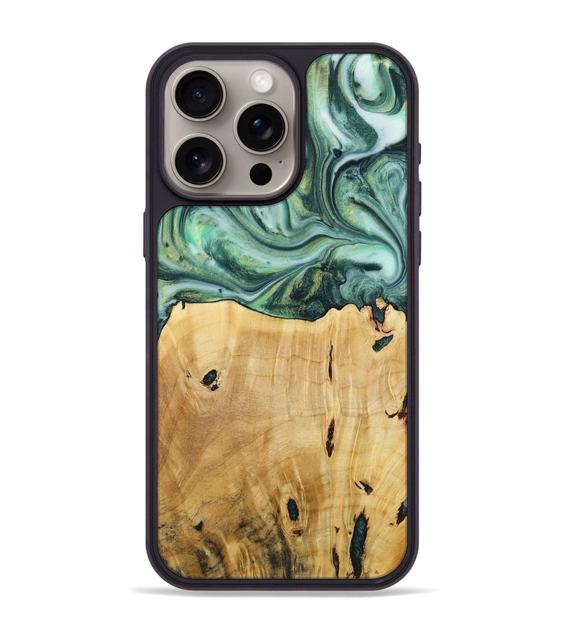 iPhone 15 Pro Max Wood+Resin Phone Case - Luella (Green, 713691)