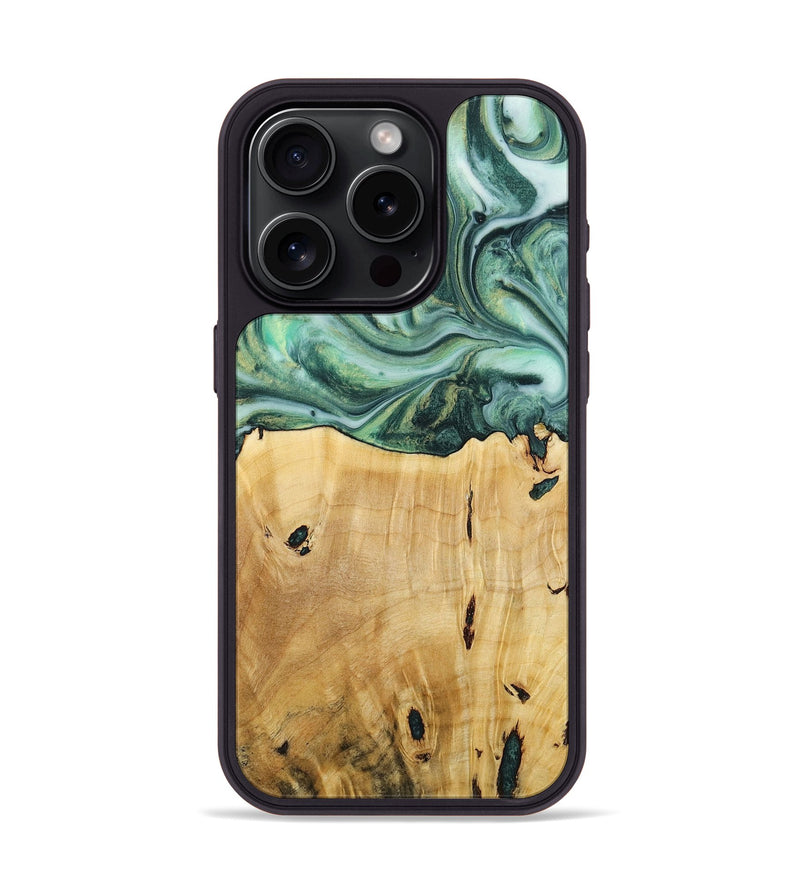 iPhone 15 Pro Wood+Resin Phone Case - Luella (Green, 713691)