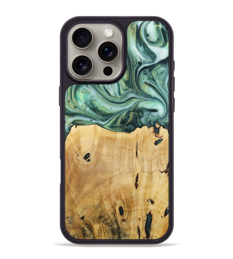 iPhone 16 Pro Max Wood+Resin Phone Case - Luella (Green, 713691)