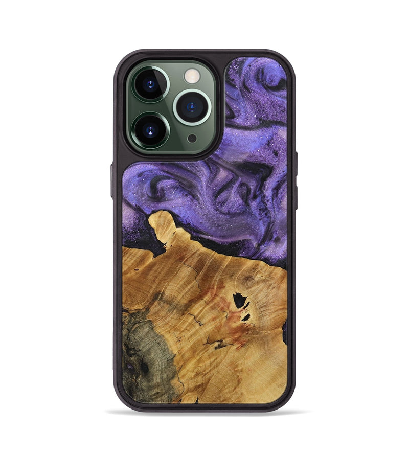 iPhone 13 Pro Wood+Resin Phone Case - Mike (Purple, 713713)