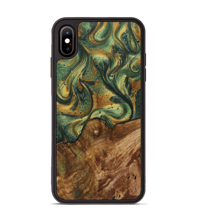 iPhone Xs Max Wood+Resin Phone Case - Audrina (Green, 713864)