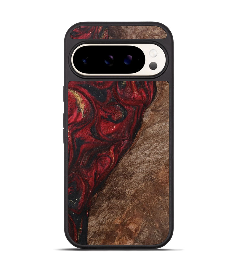 Pixel 9 Wood+Resin Phone Case - Debby (Red, 713925)