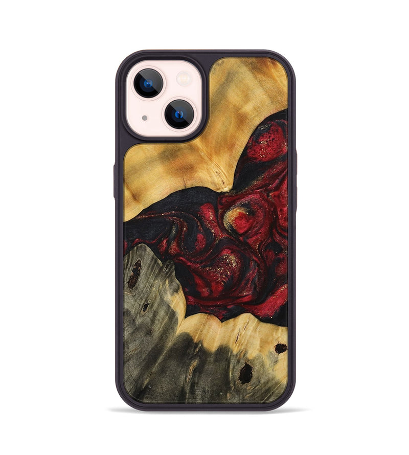 iPhone 14 Wood+Resin Phone Case - Rowan (Red, 713934)