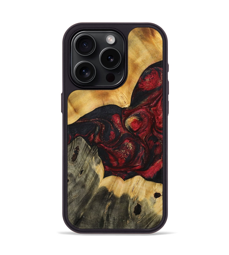 iPhone 15 Pro Wood+Resin Phone Case - Rowan (Red, 713934)