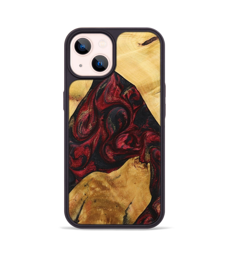 iPhone 14 Wood+Resin Phone Case - Karl (Red, 713940)