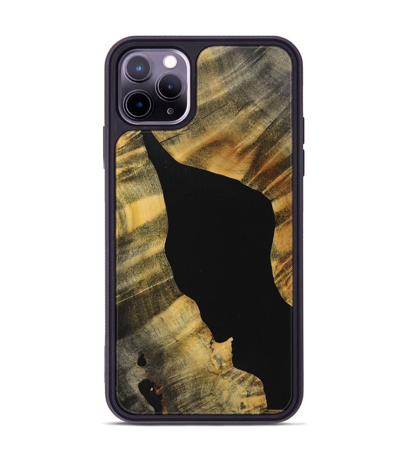 iPhone 11 Pro Max Wood+Resin Phone Case - Linda (Pure Black, 713947)