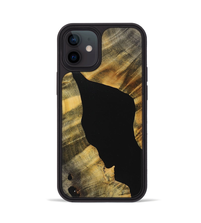 iPhone 12 Wood+Resin Phone Case - Linda (Pure Black, 713947)