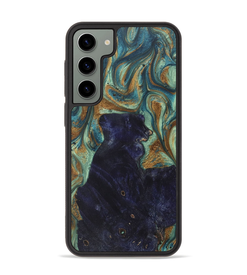 Galaxy S23 Plus Wood+Resin Phone Case - Miranda (Teal & Gold, 713998)