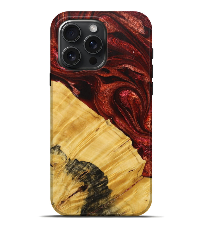 iPhone 16 Pro Max Wood+Resin Live Edge Phone Case - Nash (Red, 714081)