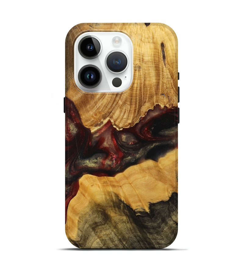 iPhone 15 Pro Wood+Resin Live Edge Phone Case - Maurice (Red, 714083)