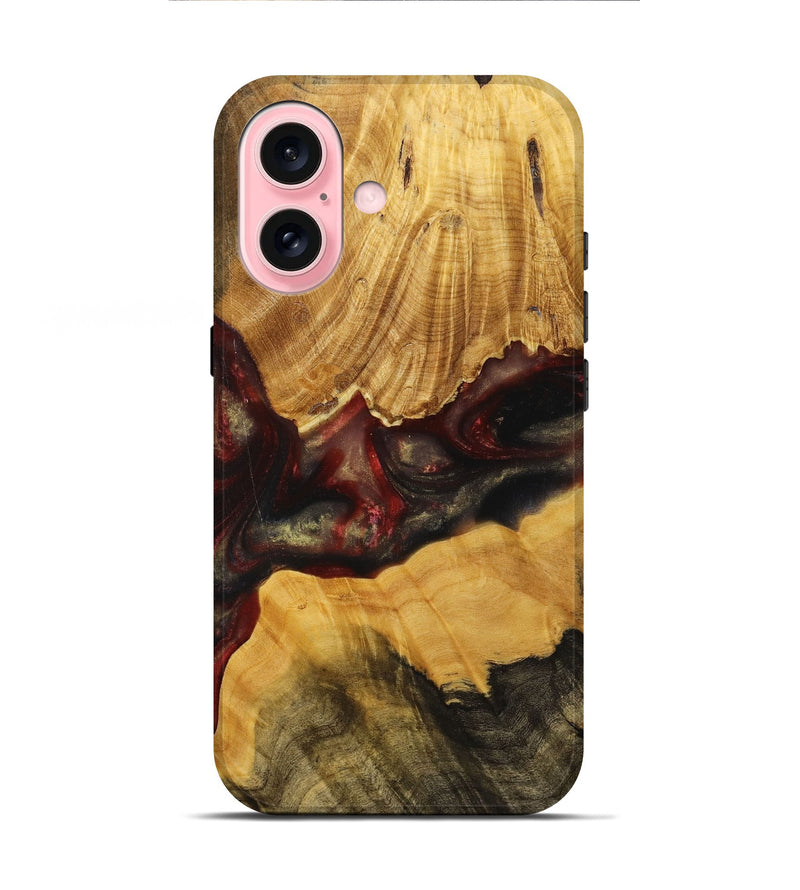 iPhone 16 Wood+Resin Live Edge Phone Case - Maurice (Red, 714083)