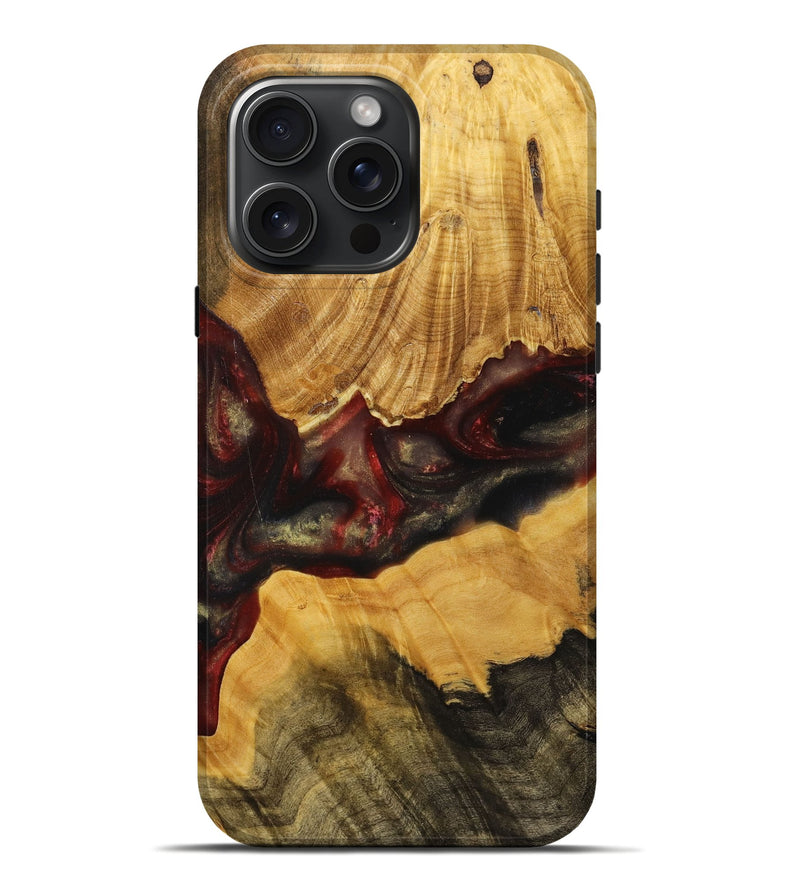 iPhone 16 Pro Max Wood+Resin Live Edge Phone Case - Maurice (Red, 714083)