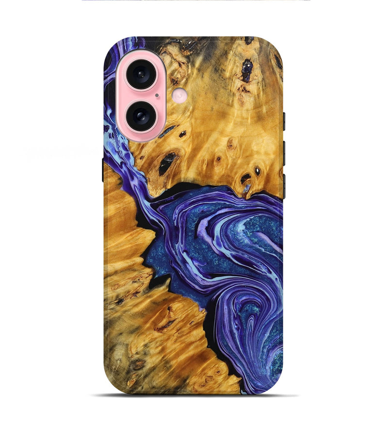 iPhone 16 Wood+Resin Live Edge Phone Case - Lucile (Purple, 714089)