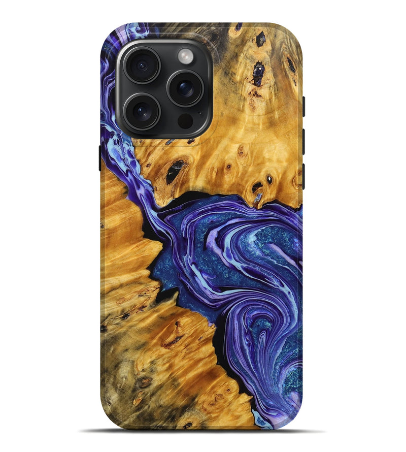 iPhone 16 Pro Max Wood+Resin Live Edge Phone Case - Lucile (Purple, 714089)