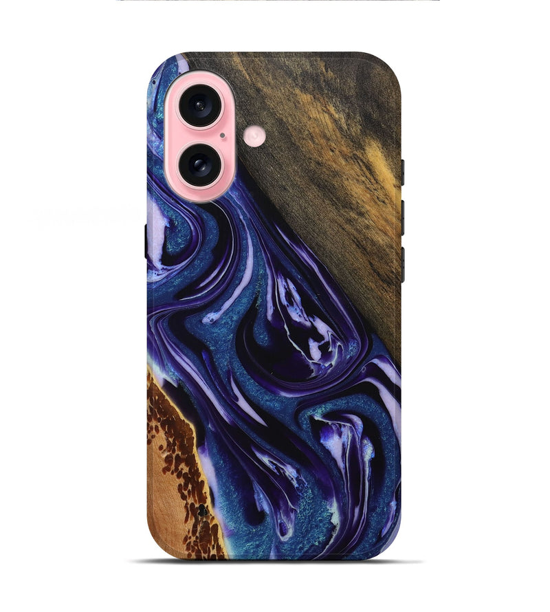 iPhone 16 Wood+Resin Live Edge Phone Case - Romeo (Purple, 714090)