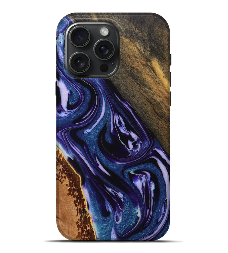 iPhone 16 Pro Max Wood+Resin Live Edge Phone Case - Romeo (Purple, 714090)