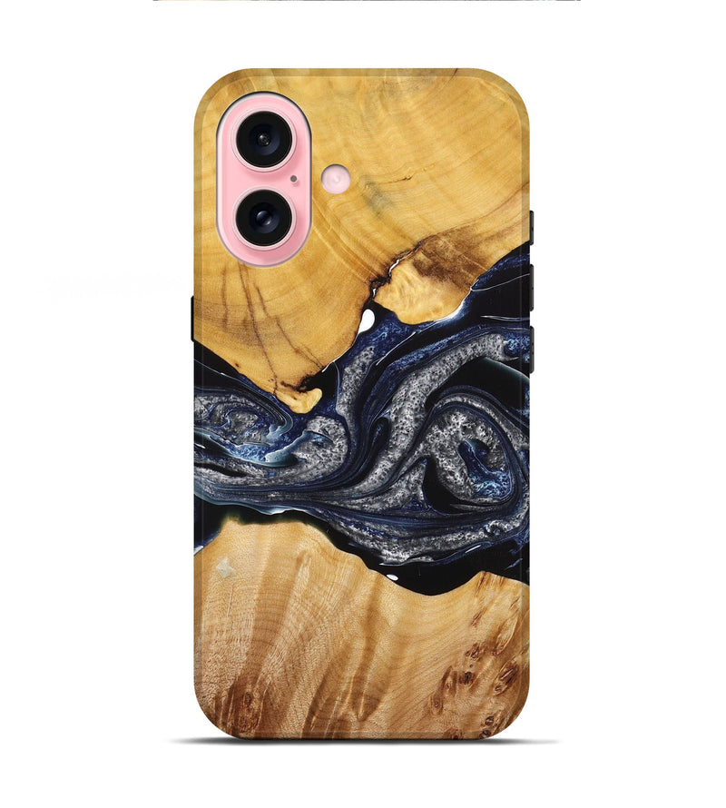 iPhone 16 Wood+Resin Live Edge Phone Case - Simon (Purple, 714091)