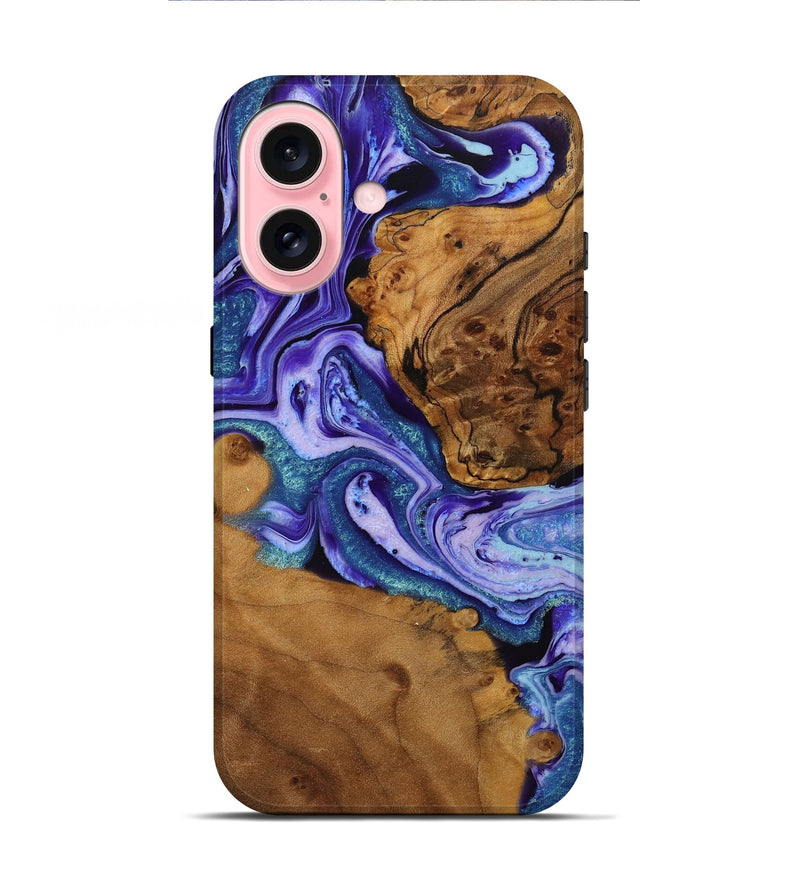 iPhone 16 Wood+Resin Live Edge Phone Case - Rylee (Purple, 714093)