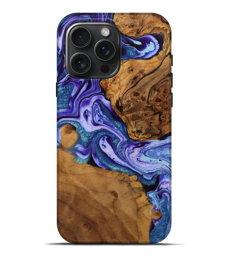 iPhone 16 Pro Max Wood+Resin Live Edge Phone Case - Rylee (Purple, 714093)