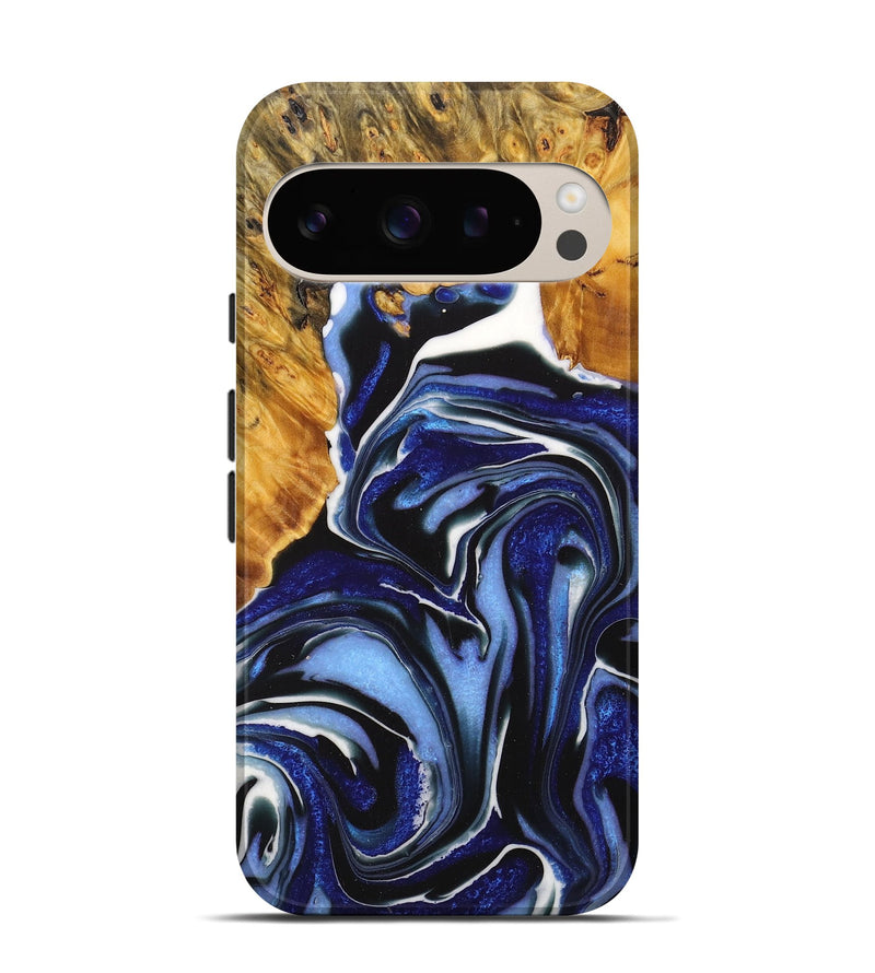 Pixel 9 Wood+Resin Live Edge Phone Case - Chandler (Blue, 714098)