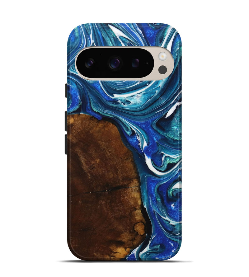 Pixel 9 Wood+Resin Live Edge Phone Case - Terrance (Blue, 714101)