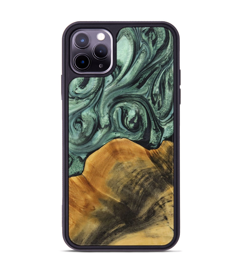 iPhone 11 Pro Max Wood+Resin Phone Case - Miguel (Green, 714160)