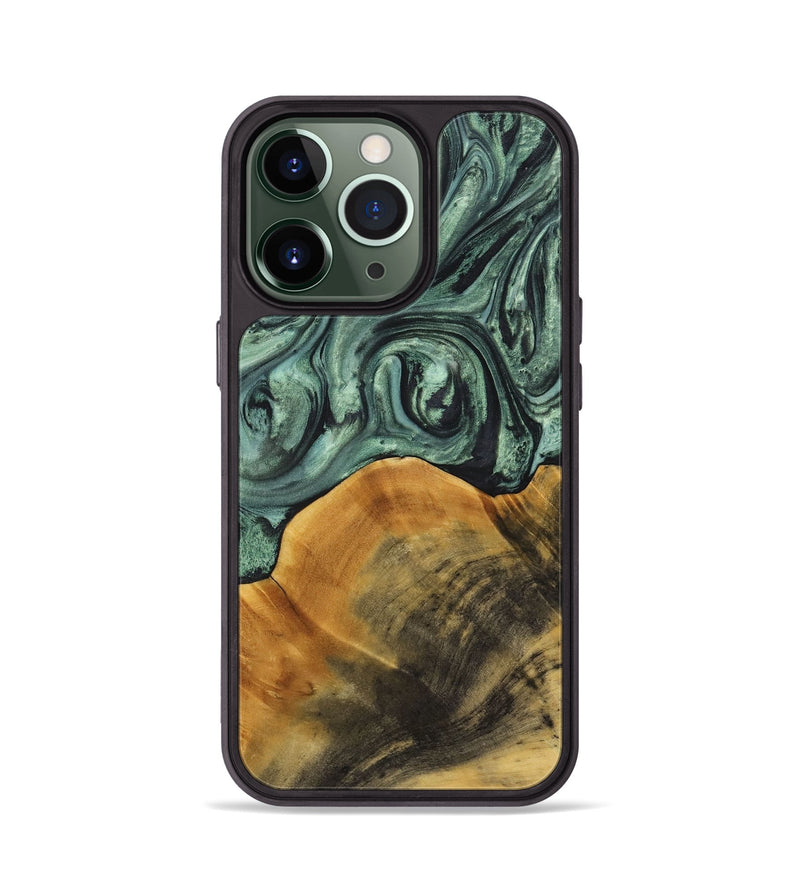 iPhone 13 Pro Wood+Resin Phone Case - Miguel (Green, 714160)