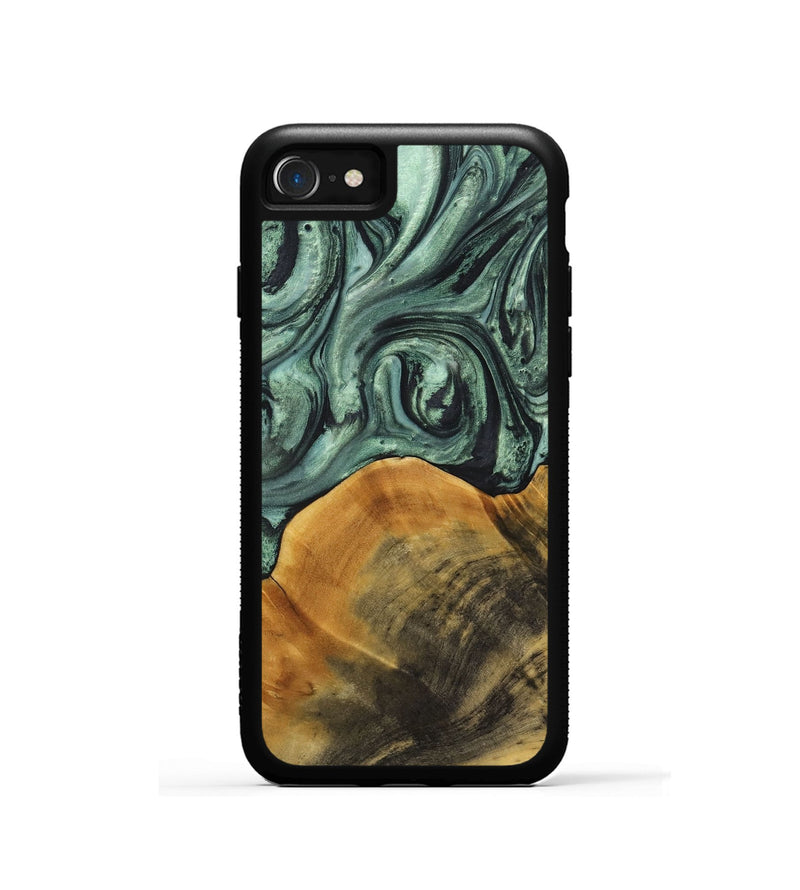 iPhone SE Wood+Resin Phone Case - Miguel (Green, 714160)