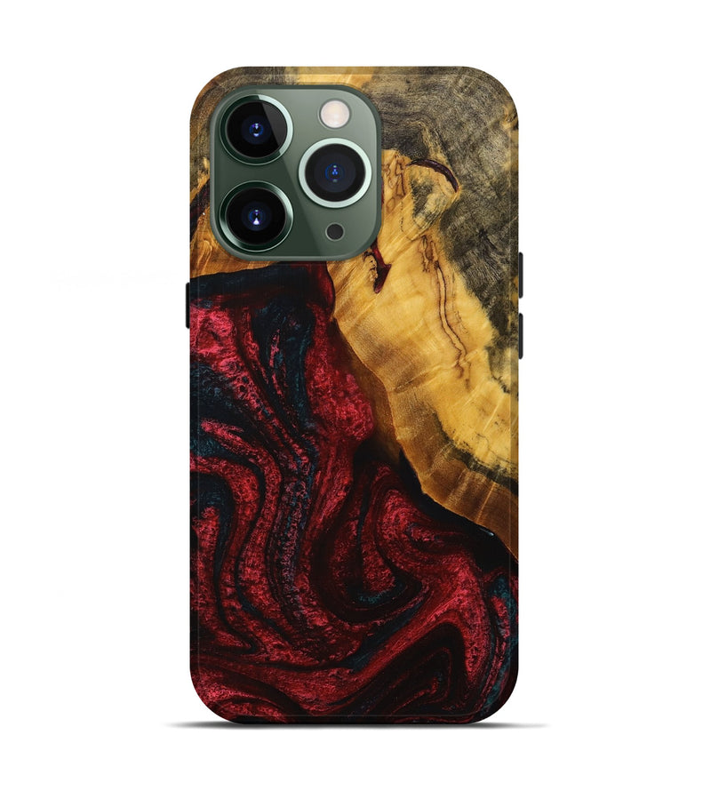 iPhone 13 Pro Wood+Resin Live Edge Phone Case - Brittani (Red, 714201)