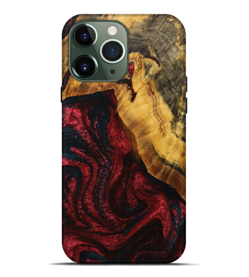 iPhone 13 Pro Max Wood+Resin Live Edge Phone Case - Brittani (Red, 714201)